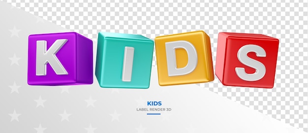 Label kids lettering on transparent background