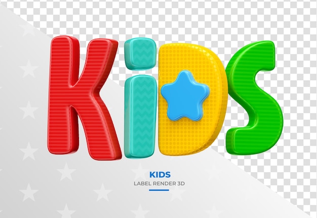 PSD label kids lettering on transparent background