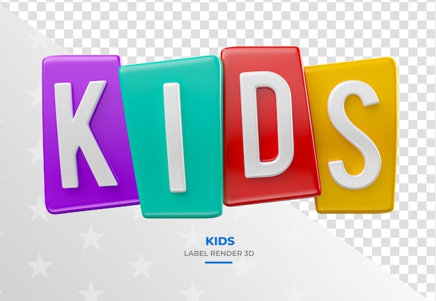 PSD label kids lettering on transparent background