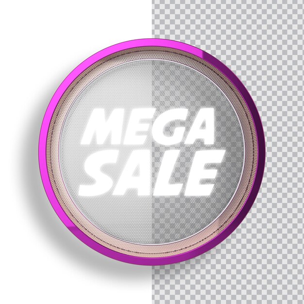 PSD label mega sale 3d render template design