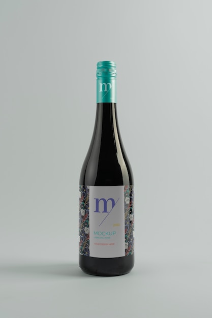 PSD etichetta mock-up design per bottiglia di vino in vetro