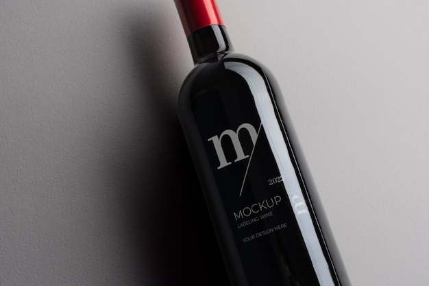 Label mock-up design for glass wine bottle