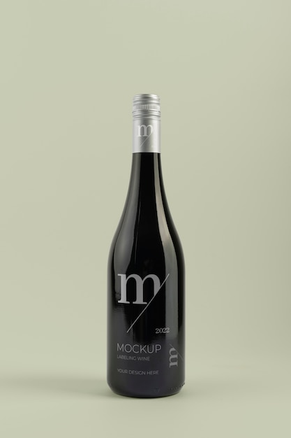 PSD label mock-up design for glass wine bottle