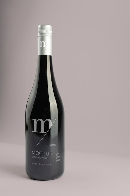 Label mock-up design for glass wine bottle