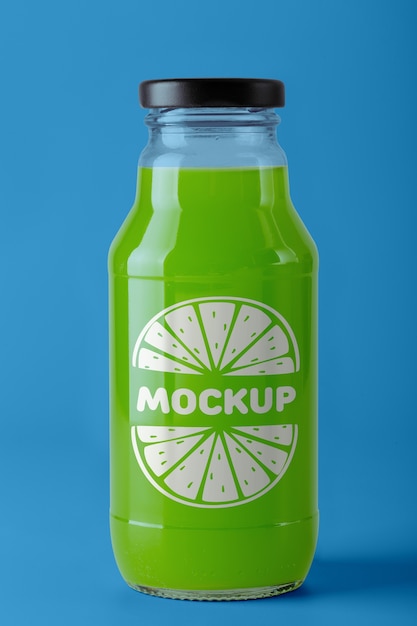 PSD label mockup of glass bottle