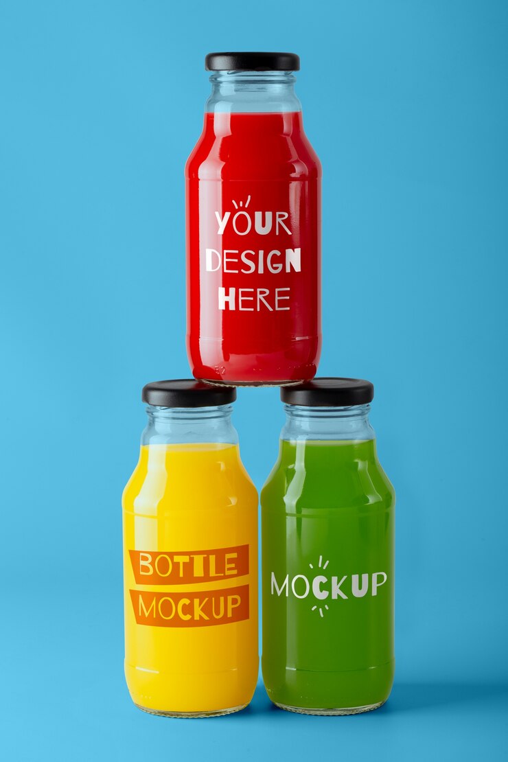 PSD label mockup of glass bottle