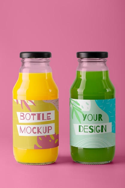 Label mockup of glass bottle