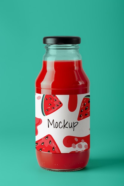 Label mockup of glass bottle