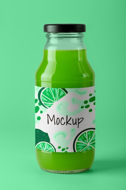 PSD label mockup of glass bottle