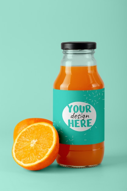 Label mockup of glass bottle