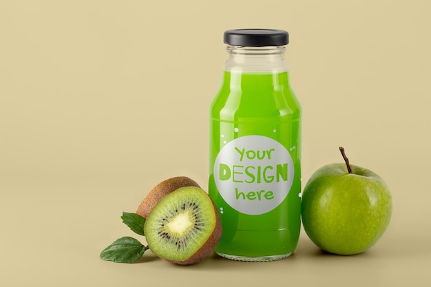 Label mockup of glass bottle