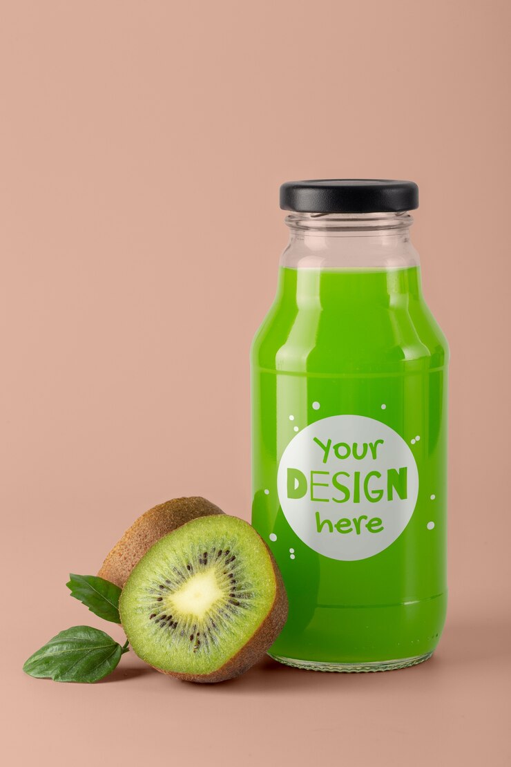 PSD label mockup of glass bottle