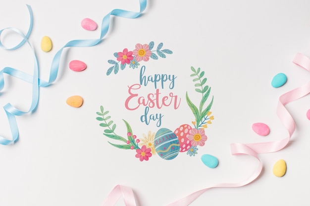 PSD label mockup with easter concept