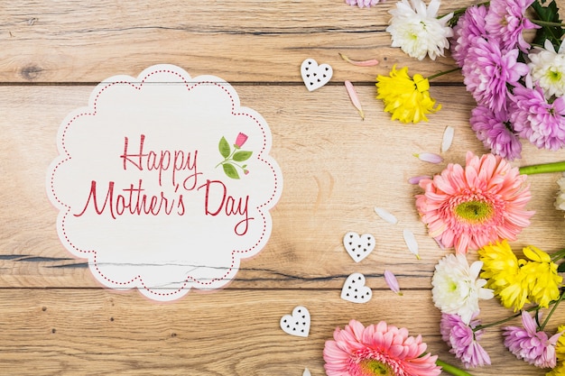 PSD label mockup with mothers day concept