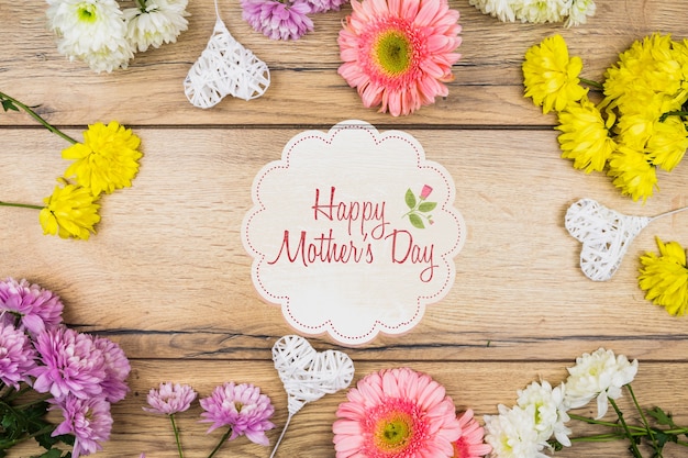 PSD label mockup with mothers day concept