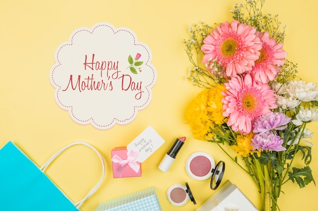 PSD label mockup with mothers day concept