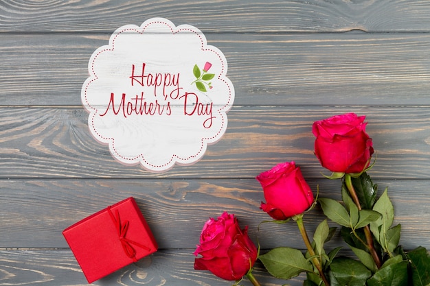 PSD label mockup with mothers day concept