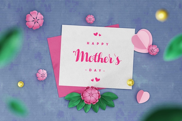 PSD label mockup with mothers day concept