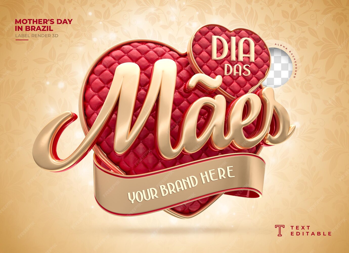 Premium PSD Label mothers day in brazil 3d render