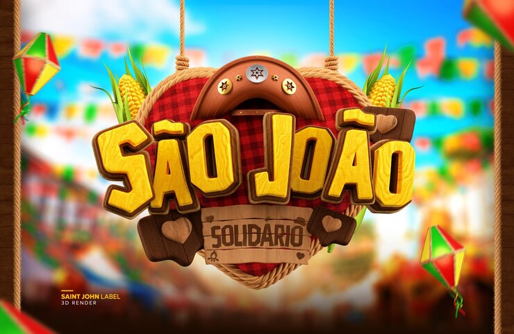 Label sao joao festa junina brazilian party 3D Render