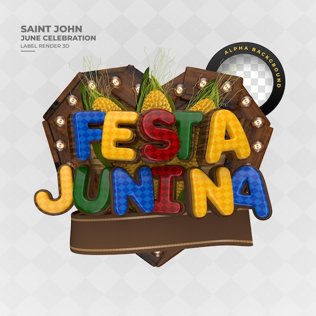 Label sao joao festa junina brazilian party offer banner 3d render