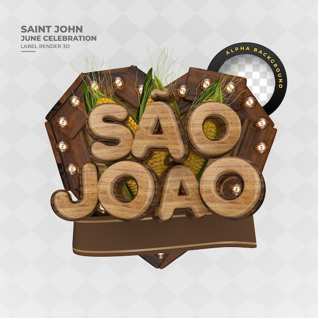 PSD label sao joao festa junina brazilian party offer banner 3d render