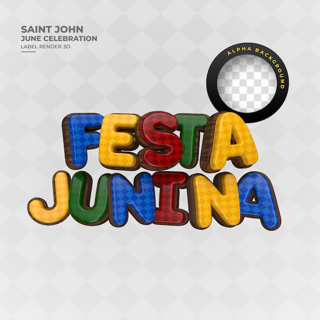 PSD label sao joao festa junina offerta di festa brasiliana banner rendering 3d