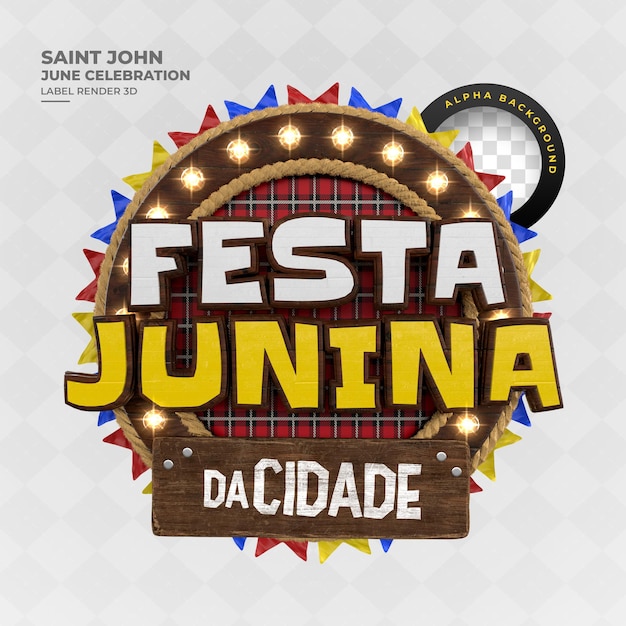 Etichetta sao joao festa junina no brazil rendering 3d mais realistico