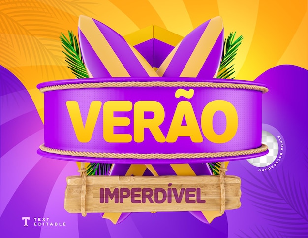 ポルトガル語でのマーケティングキャンペーンのためのブラジルの3dレンダリングテンプレートでオファーの夏にラベルを付ける