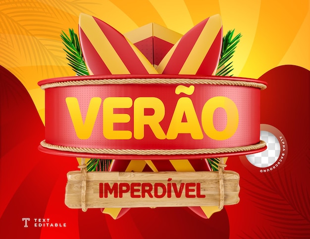 Label summer of offers in brazil 3d render template for marketing campaign in portuguese