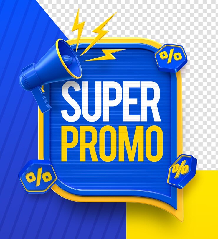 PSD label super promo in portugese 3d render voor marketingcampagne in brazilië
