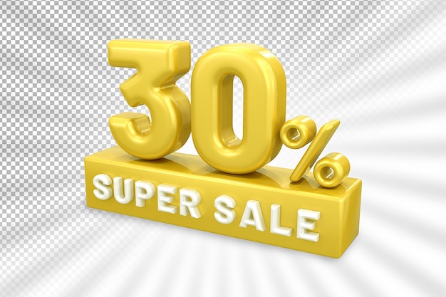 Label super sale tot 30 korting op gouden 3d render