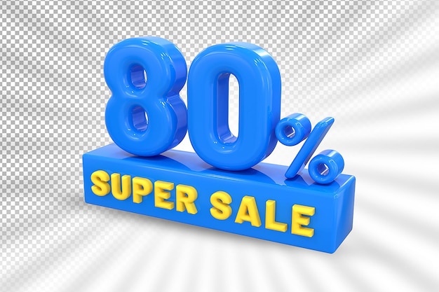 Label super sale tot 80 korting op blauwe 3d render