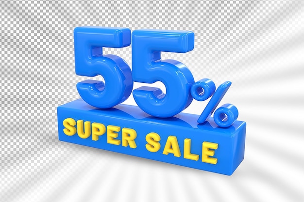 Etichetta la super vendita fino a 55 di sconto sul rendering 3d blu