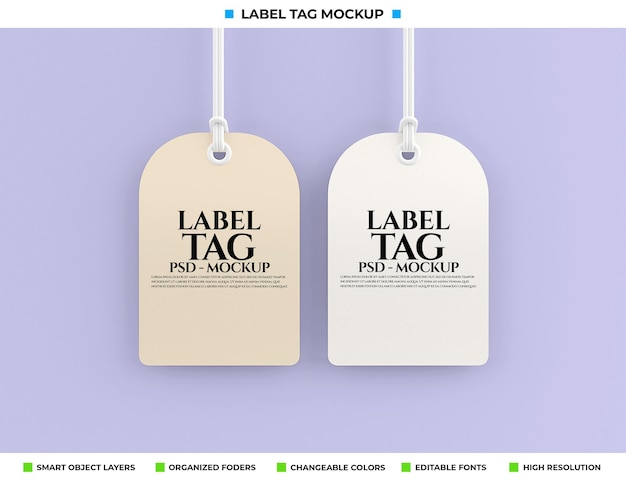 PSD etichetta tag mockup design rendering