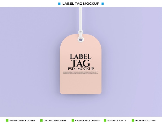 PSD label tag mockup ontwerpweergave