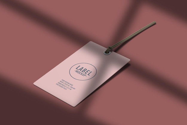 Label tag mockup with shadow overlay