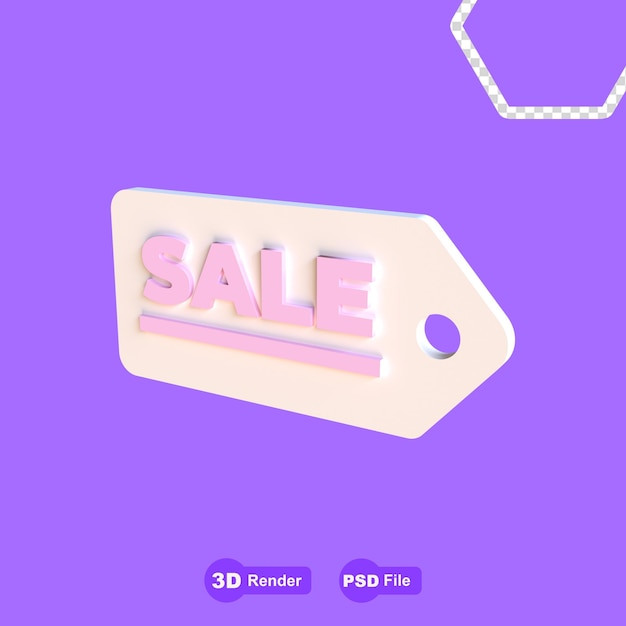 Label tag white pink render sale 3D Illustration Hang tag icon