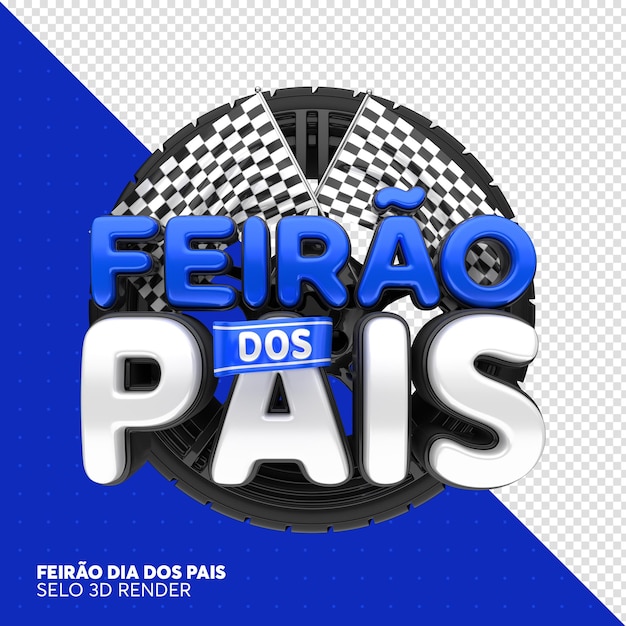 Label vaders eerlijke auto in brazilië 3d-rendering sjabloonontwerp