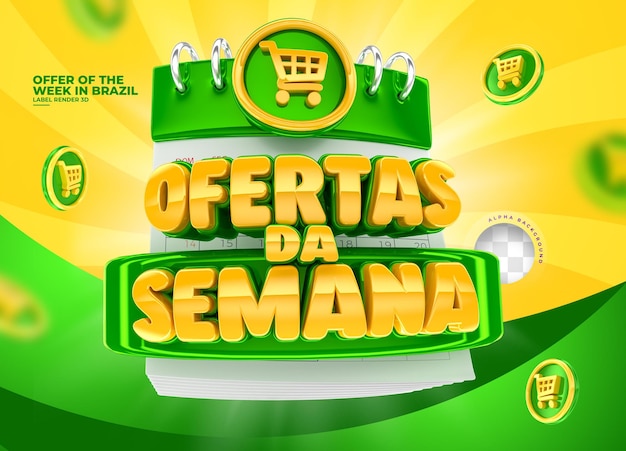 Label voor marketingcampagne in Brazilië 3D-aanbiedingen van de week in het Portugees