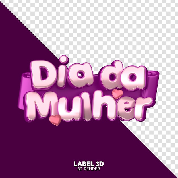 Label vrouwendag in brazilië in 3d render 8 maart in het portugees