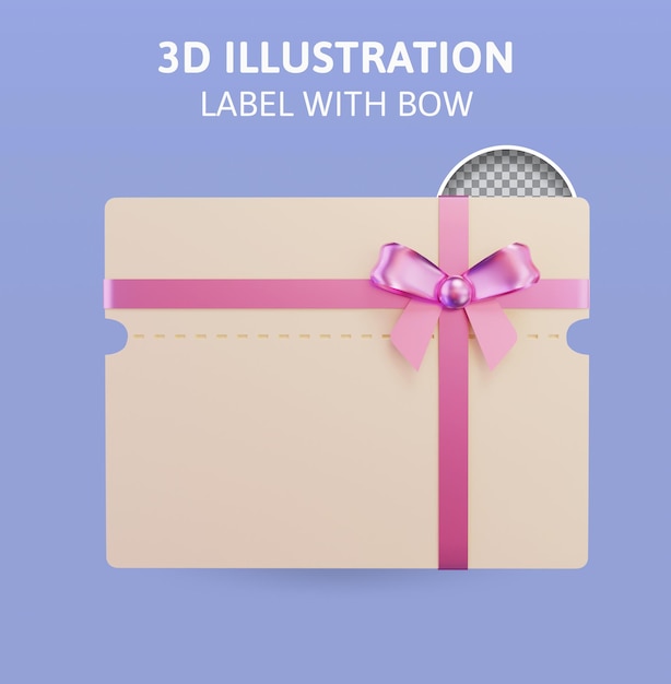 Label with bow 3d rendering illustration