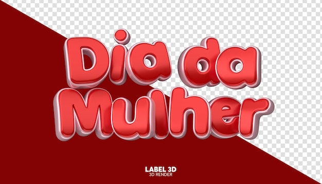 Label womens day in brazil in 3d render 8 march in portuguese