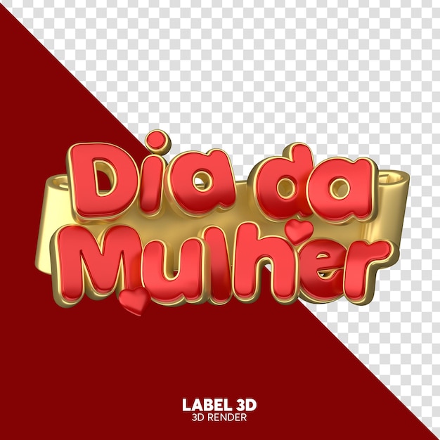 Label womens day in brazil in 3d render 8 march in portuguese