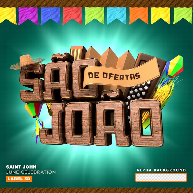 Labelaanbiedingen van sao joao 3d maken Brazilië realistisch