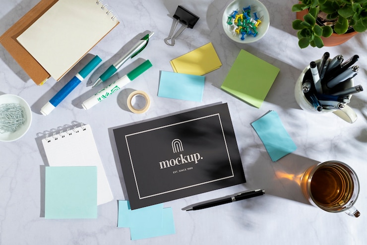 PSD labor day card mock-up design with stationery