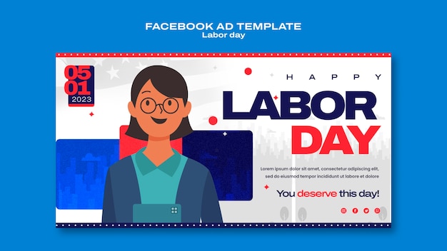 PSD template di facebook per la celebrazione della festa del lavoro