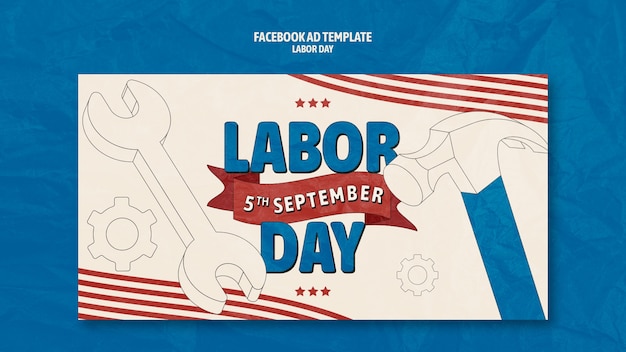 PSD labor day celebration facebook template