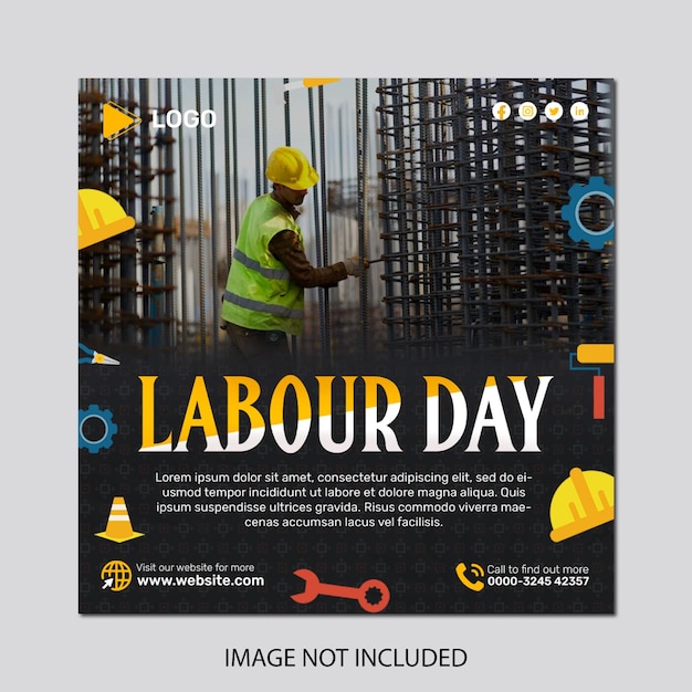 PSD labor day celebration instagram post or square web banner post design template