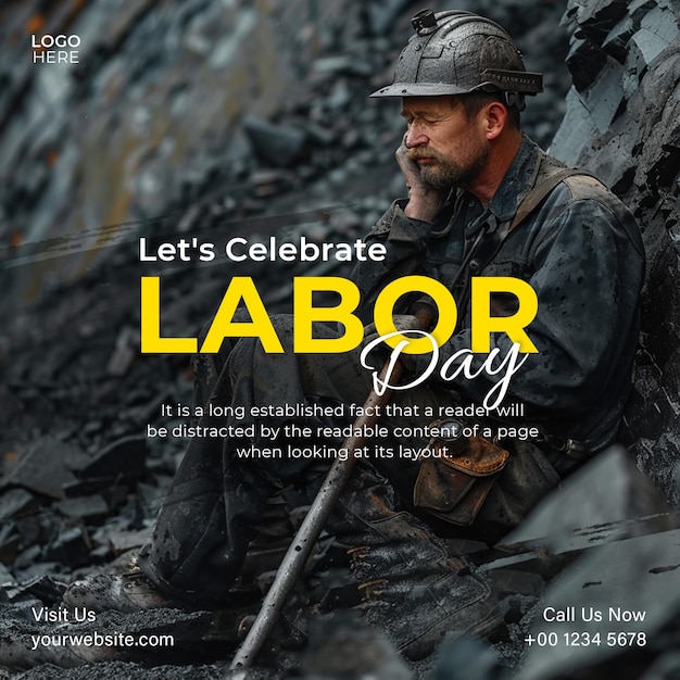 PSD labor day celebration social media post template